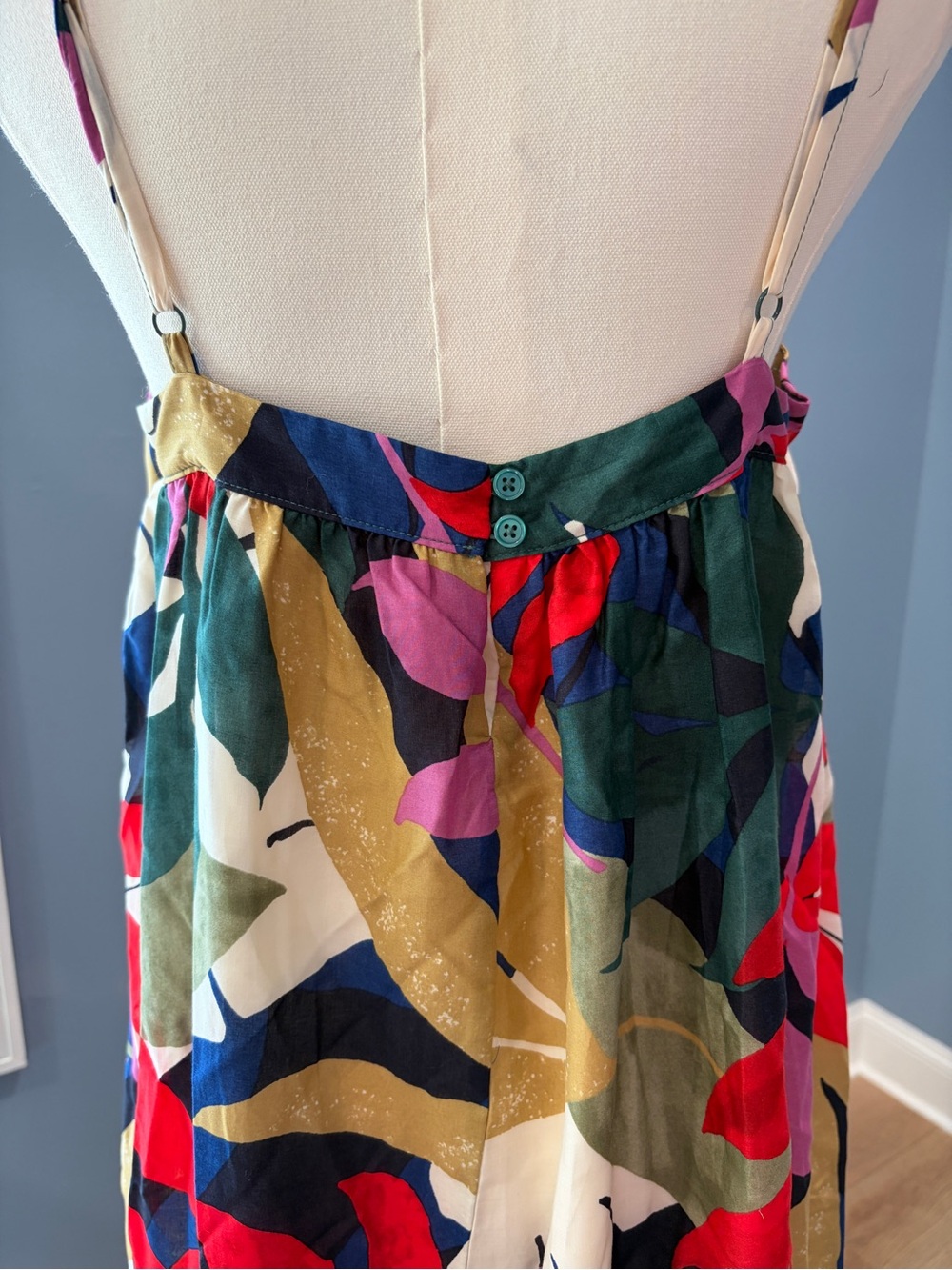 A New Day Tropical Leaf Midi Dress Size Medium Colorful Resort Dress - Picture 5 of 9